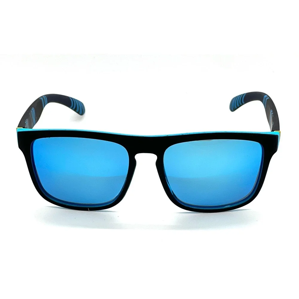 Polarized Sunglasses Women Black Blue Mirrored Lenses Square Frame UV Protection